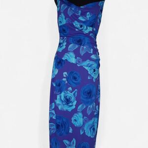 Ruby XL Vintage Women's Blue and Purple Floral Dress